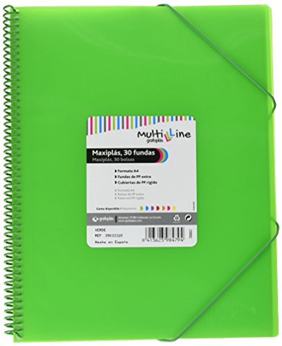 Producto Grafoplás 39833320 － Carpeta fundas A4 de espiral － Color verde y