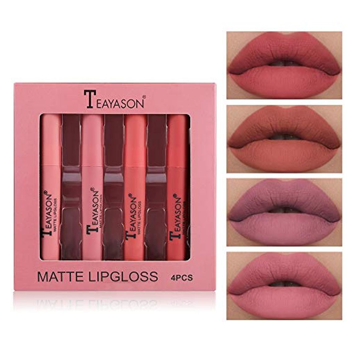 Beauty Mimore Mate Líquido Pintalabios Lápiz labial Conjunto 4 Traje Suave felpa mate