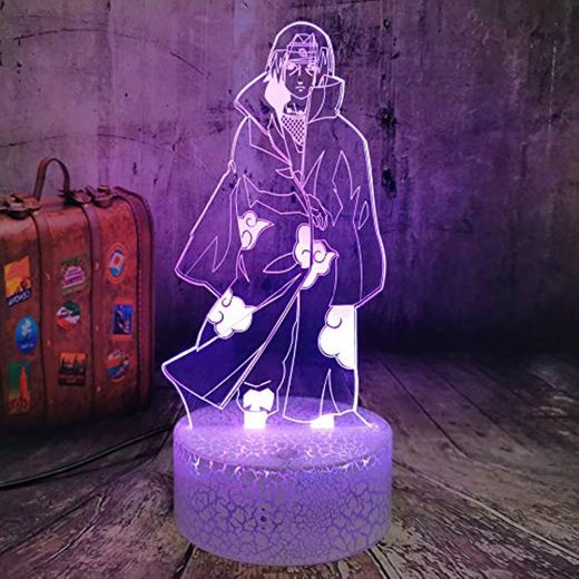 Naruto Sasuke Bros Itachi luz nocturna 3D ilusión óptica LED lámpara de mesa para niño dormitorio decoración luz de sueño vacaciones cumpleaños regalo para adolescentes niño niño juguete