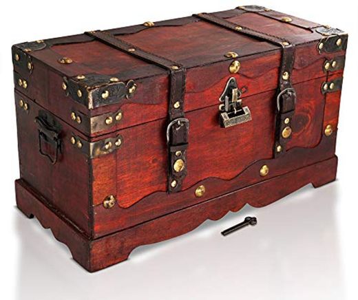 Brynnberg - Caja de Madera Cofre del Tesoro con candado Pirata de
