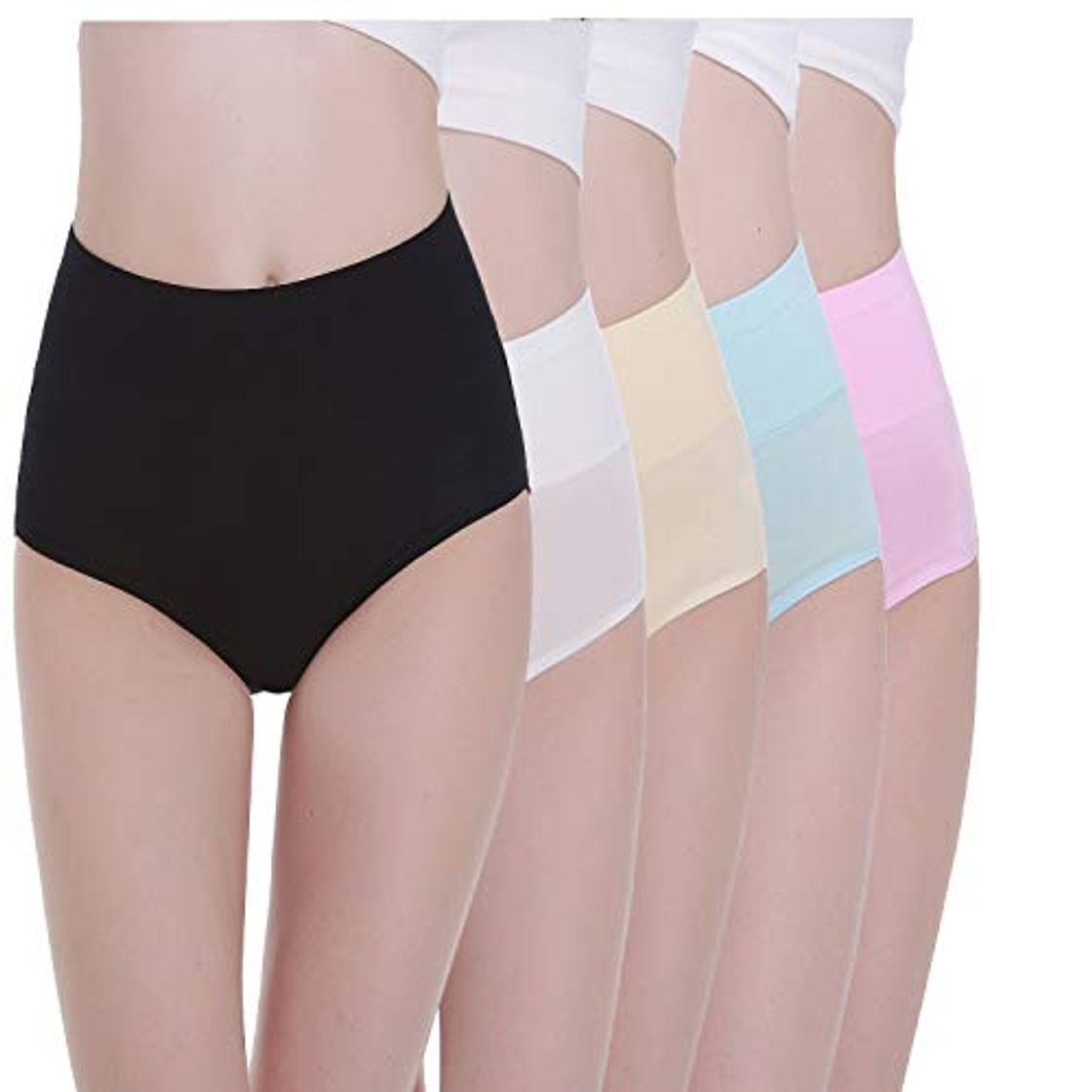 Fashion TUUHAW Braguita de Talle Alto Algodón para Mujer Pack de 5 Culotte