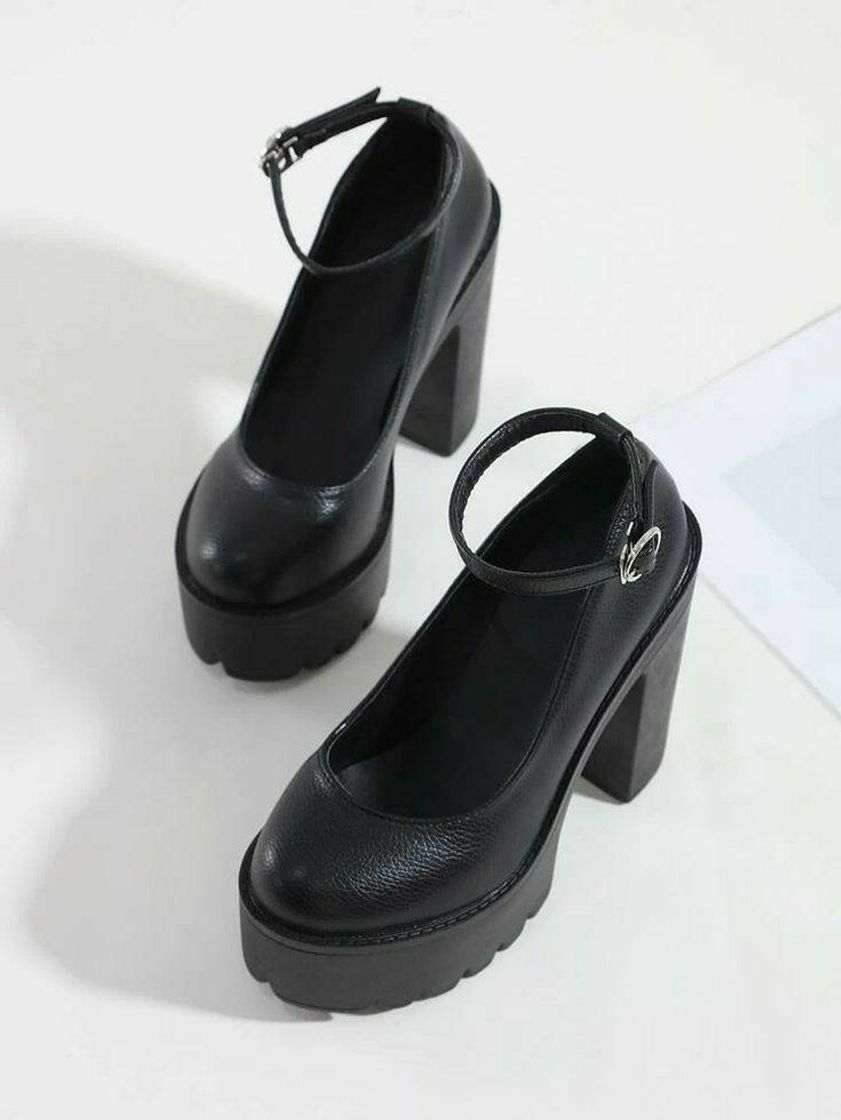 Moda Minimalist Ankle Strap Platform Chunky Pumps