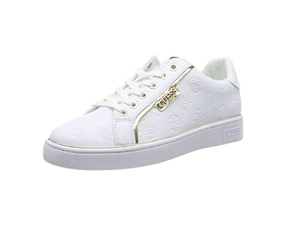 Moda Guess Banq/Active Lady/Leather Like, Zapatillas de Gimnasia Mujer, Blanco