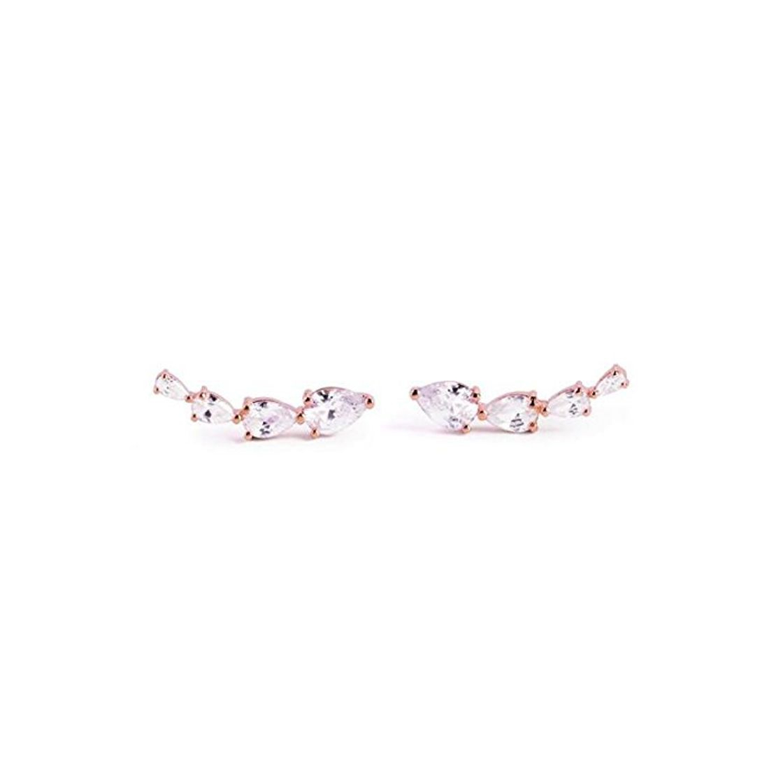 Product SINGULARU ®Pendientes Blanc Oro Rosa para Mujer Plata de Ley 925 con baño de Oro Rosa de 18k