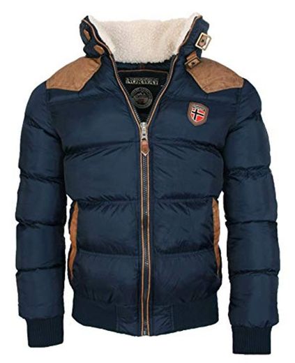 Geographical Norway Cálida chaqueta de invierno acolchada para hombre azul marino XL