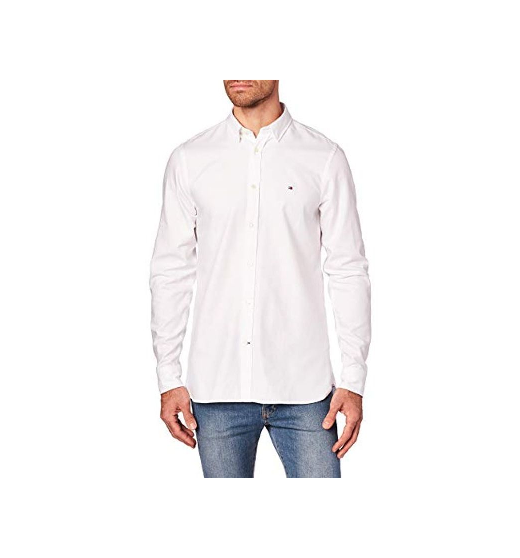 Fashion Tommy Hilfiger Hombres Camisa Oxford de Ajuste Delgado elástico M Bright White