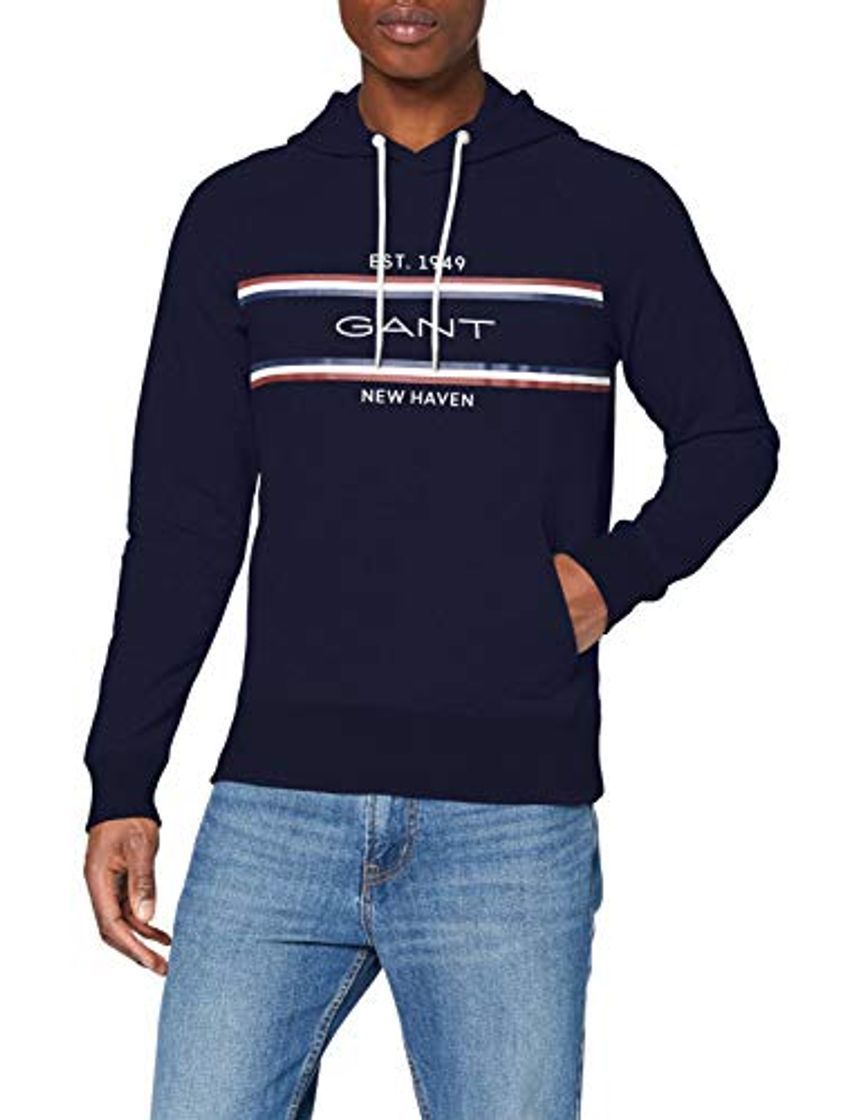 Social GANT D1 Stripe Sweat Hoodie Capucha, Azul