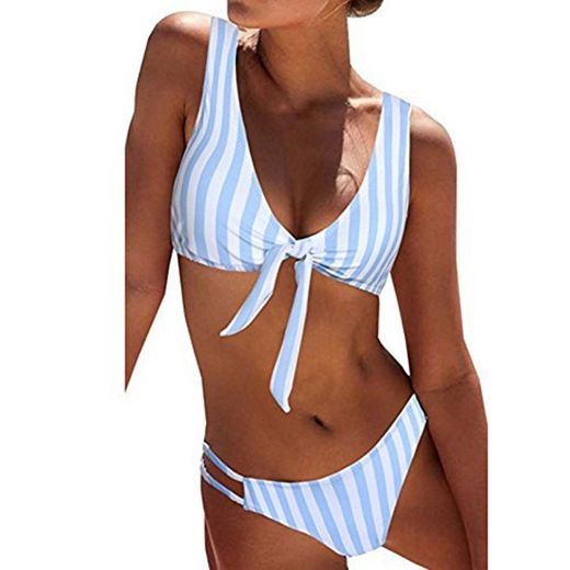 Mujer Ropa de Baño Vestido de Playa Set Biquini De Lunares con