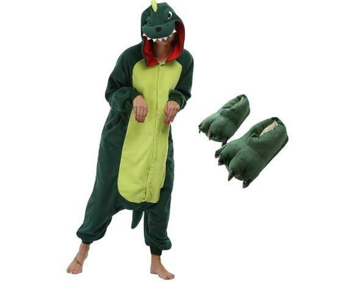 Fashion Kit Pijama Dinossauro com Pantufa Verde Jogo Free Fire 