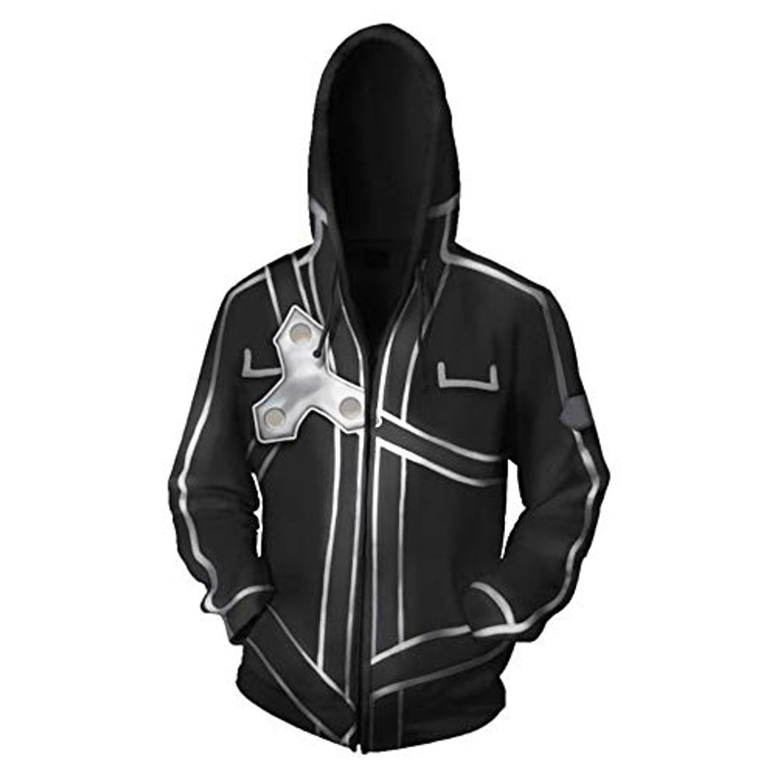 Social Sword Art Online otoño Invierno Manga Larga Cuello Redondo Hombres y Mujeres Impreso con Cremallera Sudadera Abrigo