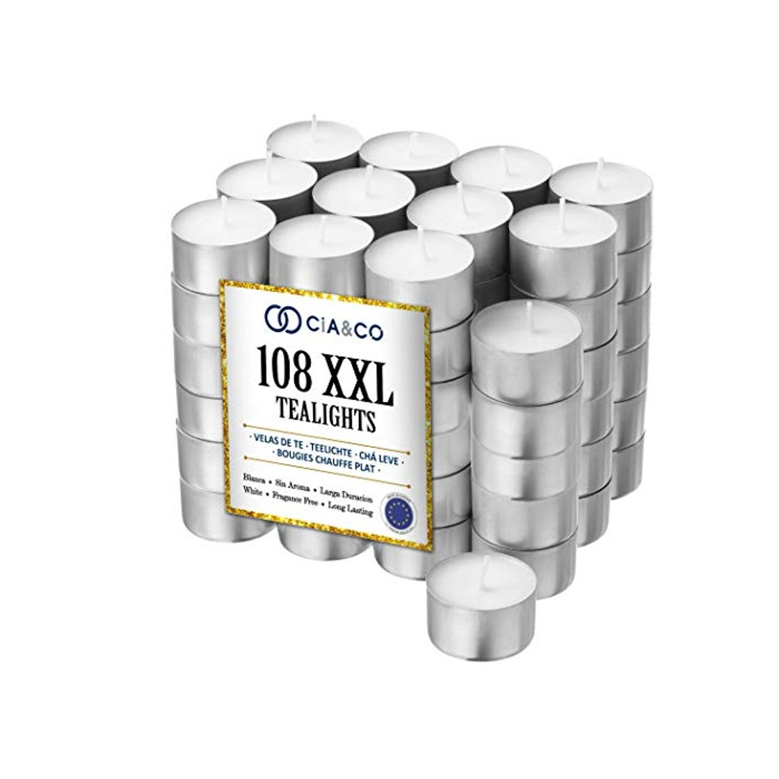 Producto Cia&Co Pack 108 Velas de té XXL Larga Duración 8 Horas