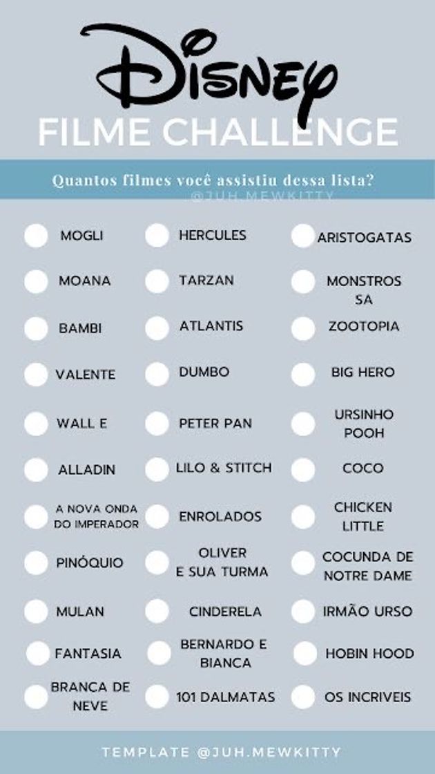 Moda Template challenge filmes da Disney 