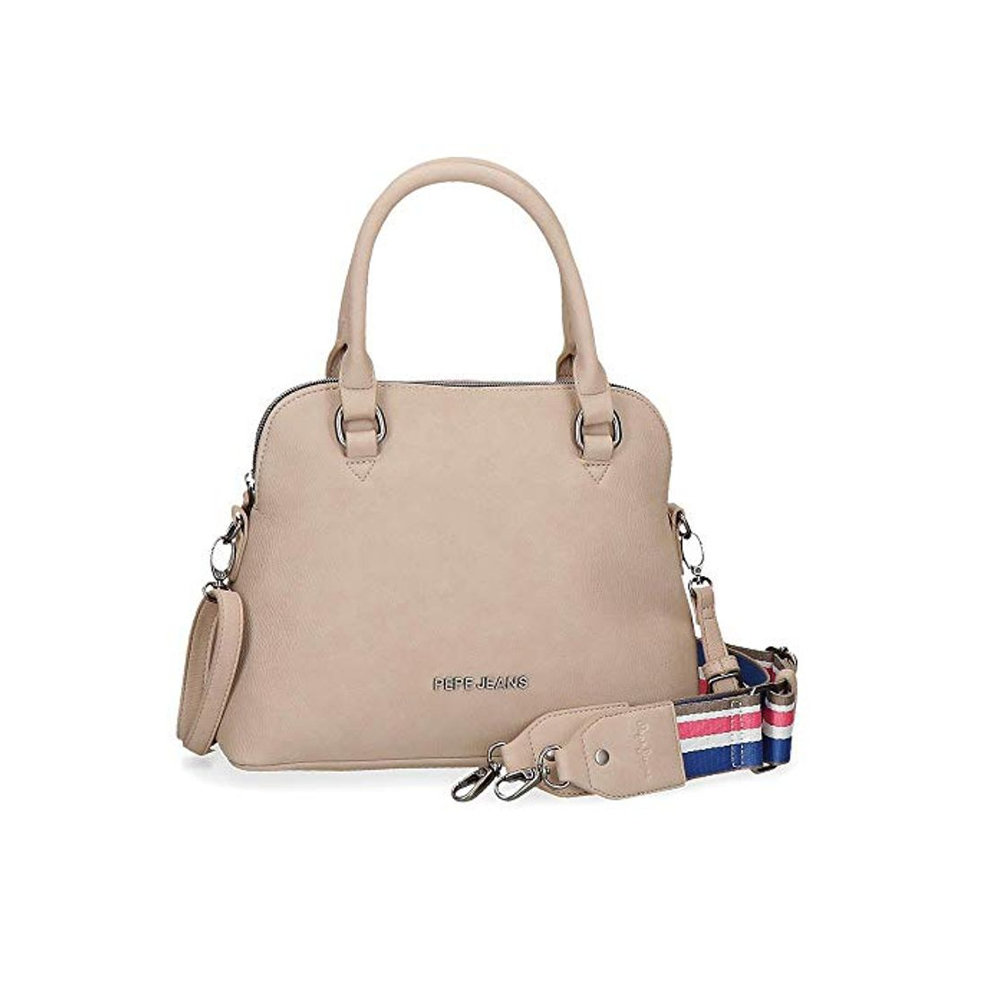 Moda Pepe Jeans Eva Bolso Beige 27x22x12 cms Piel Sintética