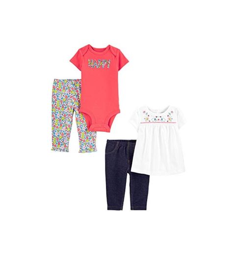 Simple Joys by Carter's 4-Piece Bodysuit, Top, Pant Set Infant-and-Toddler-Pants-Clothing-Sets, Happy