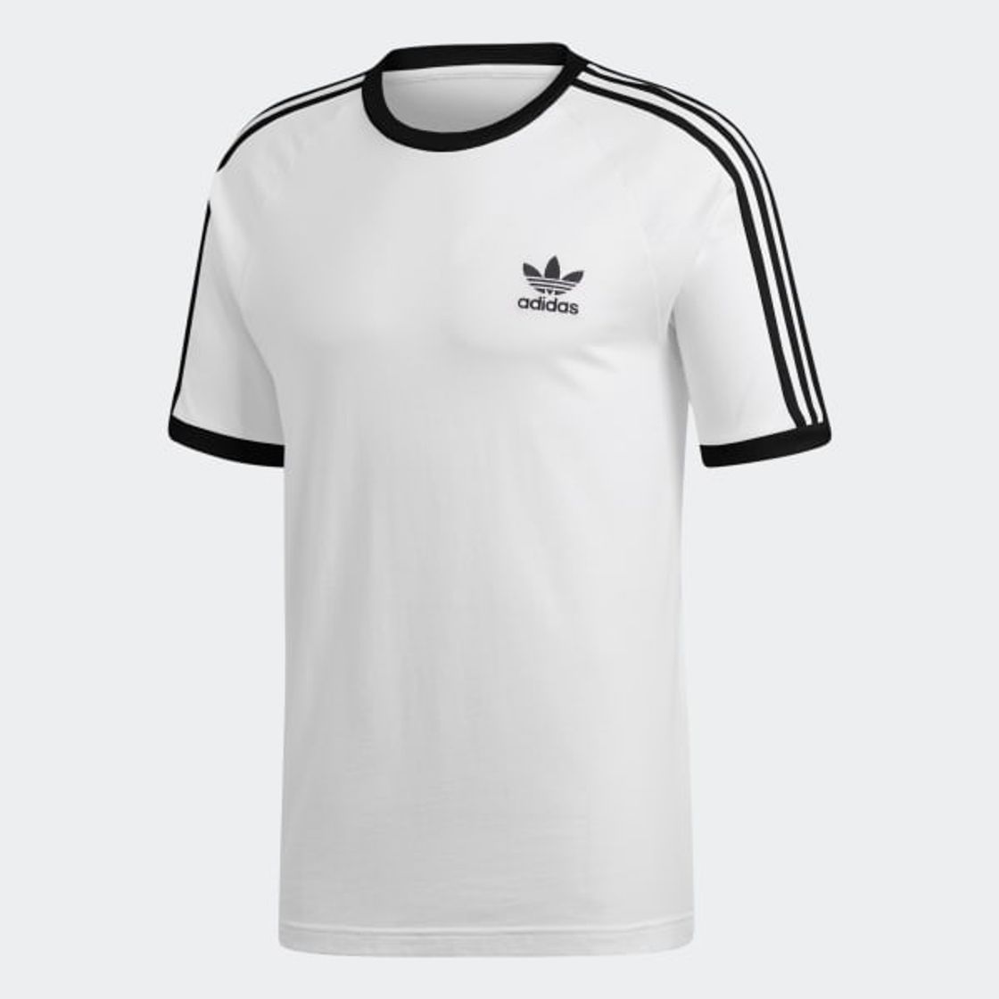Social adidas Tres Bandas Camiseta de Manga Corta, Hombre, Blanco