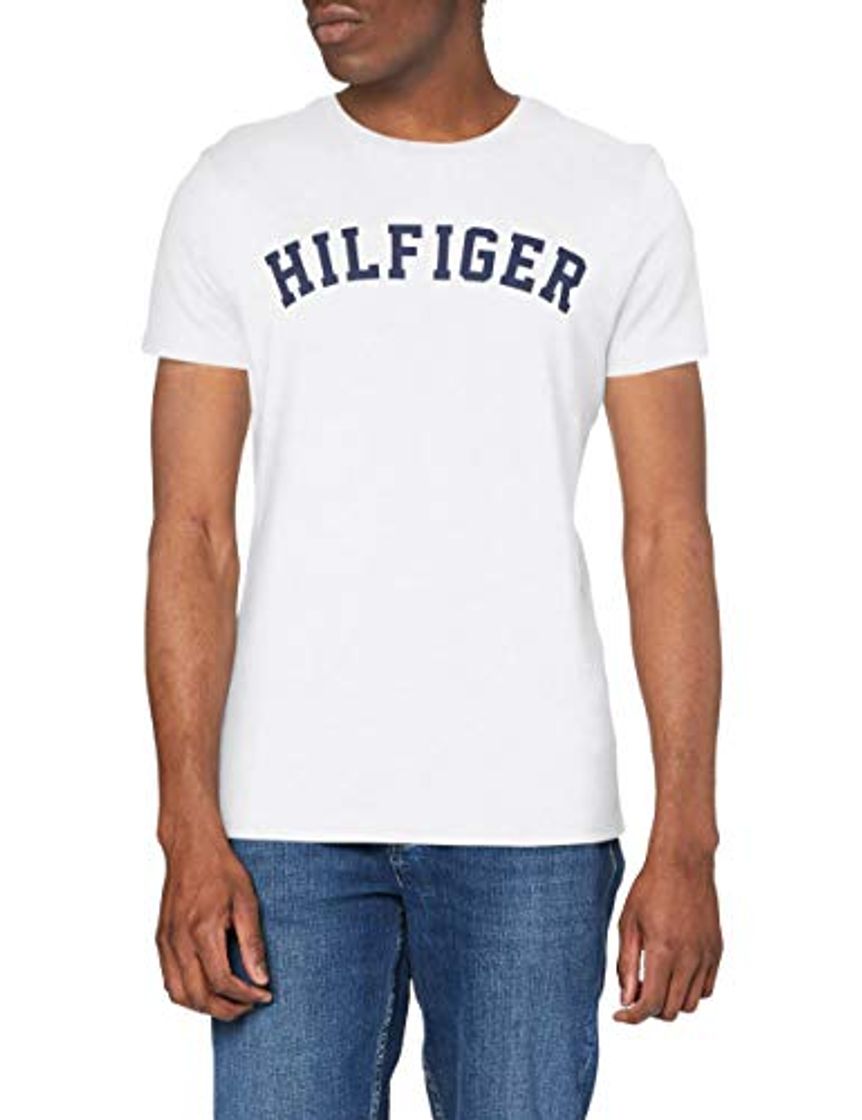 Fashion Tommy Hilfiger Logo Camiseta de Cuello Redondo,Perfecta para El Tiempo Libre, Blanco