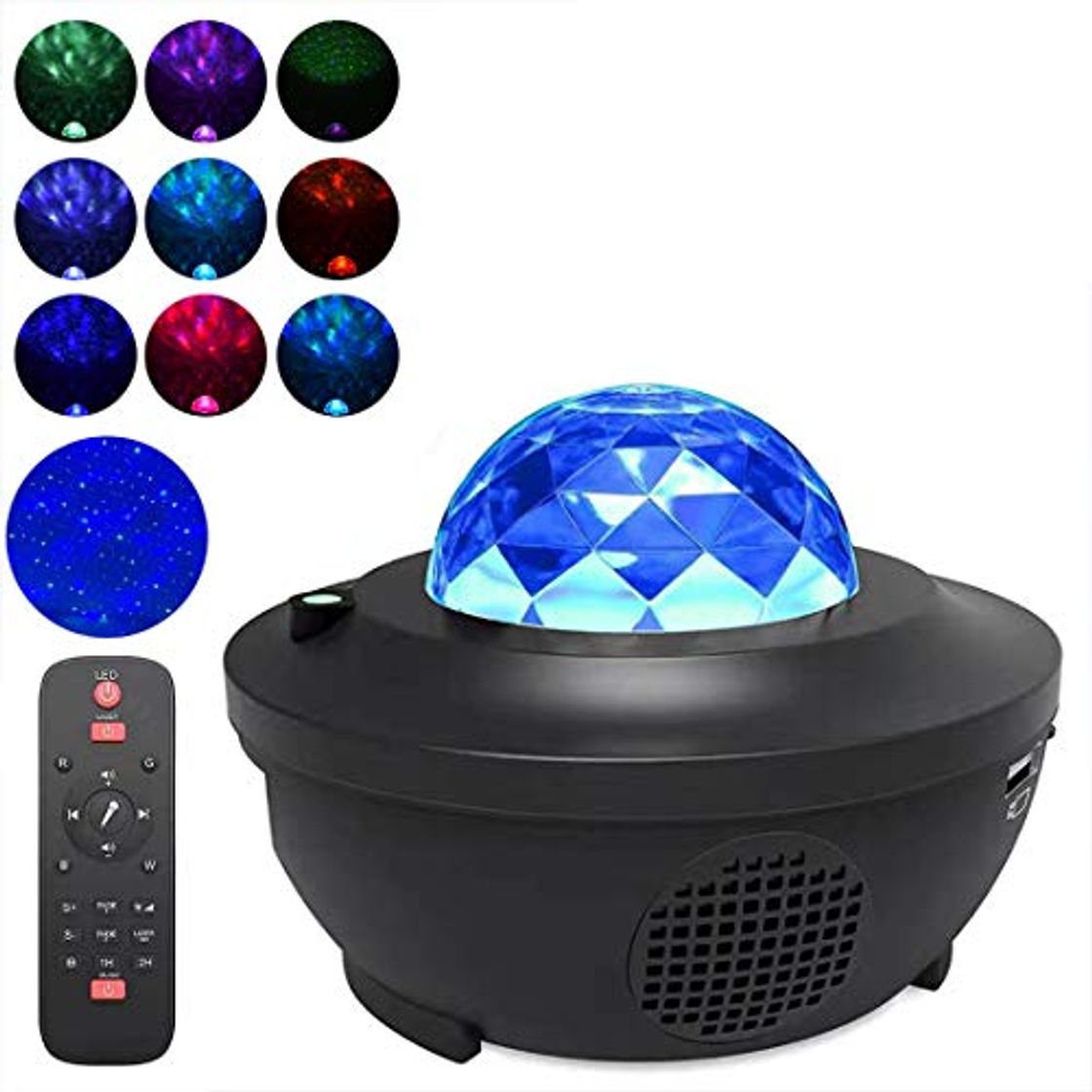 Producto Yissma LED Music Star Projector Luz Nocturna para niños Starry Sky Lights Proyector Altavoz Bluetooth con Control Remoto y Temporizador