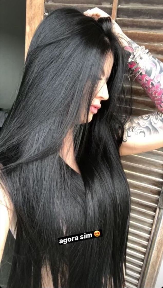 Moda Cabelo Preto escuro longo