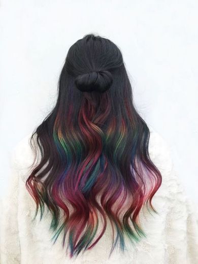 Black and rainbow hair