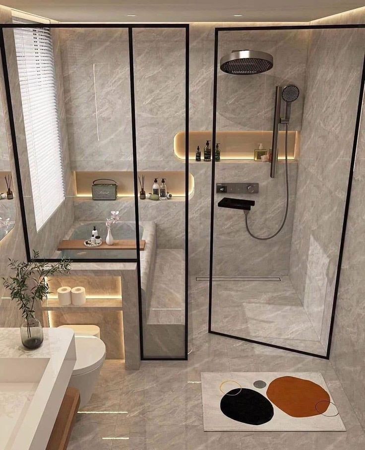 Social Banheiro com banheiro e piso de porcelanato