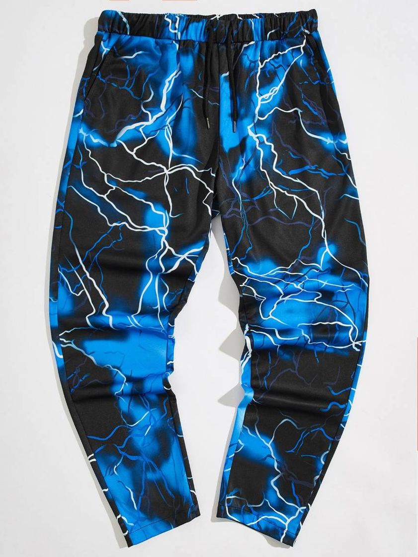 Moda Men Lightning Print Pants