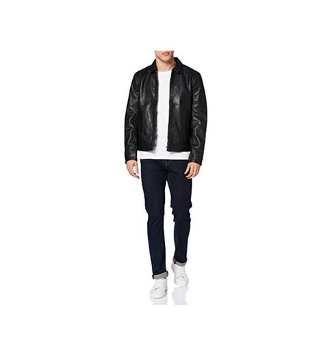 Superdry Curtis Light Leather Jacket Chaqueta, Negro