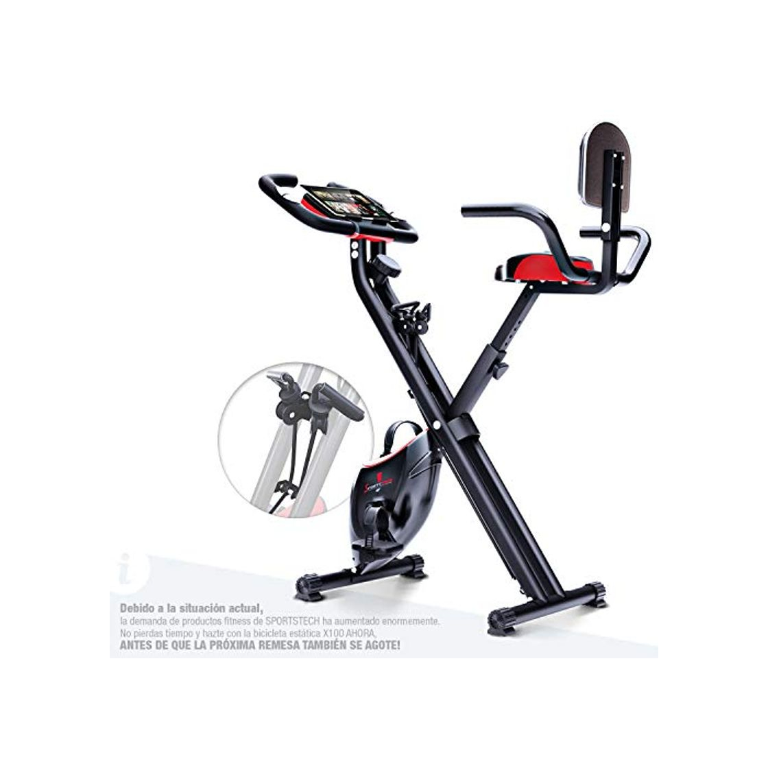 Product Sportstech Bicicleta estática Plegable con Respaldo X100-B con Volante de inercia de