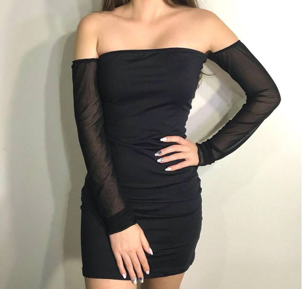 Moda ✨ Vestido Tubo con manga de tule ✨