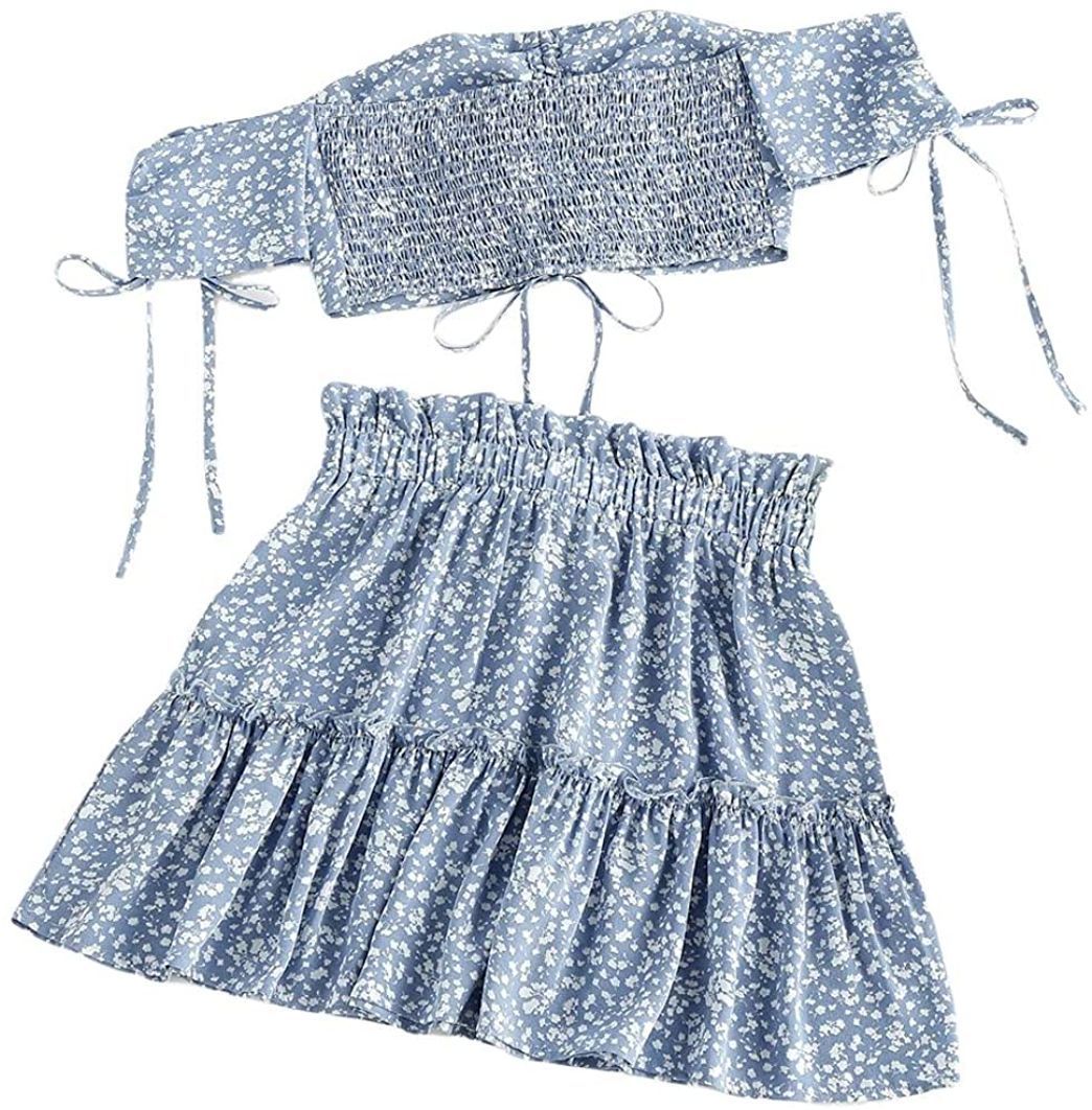 Social ZAFUL Vestido para mujer con volantes ahumados