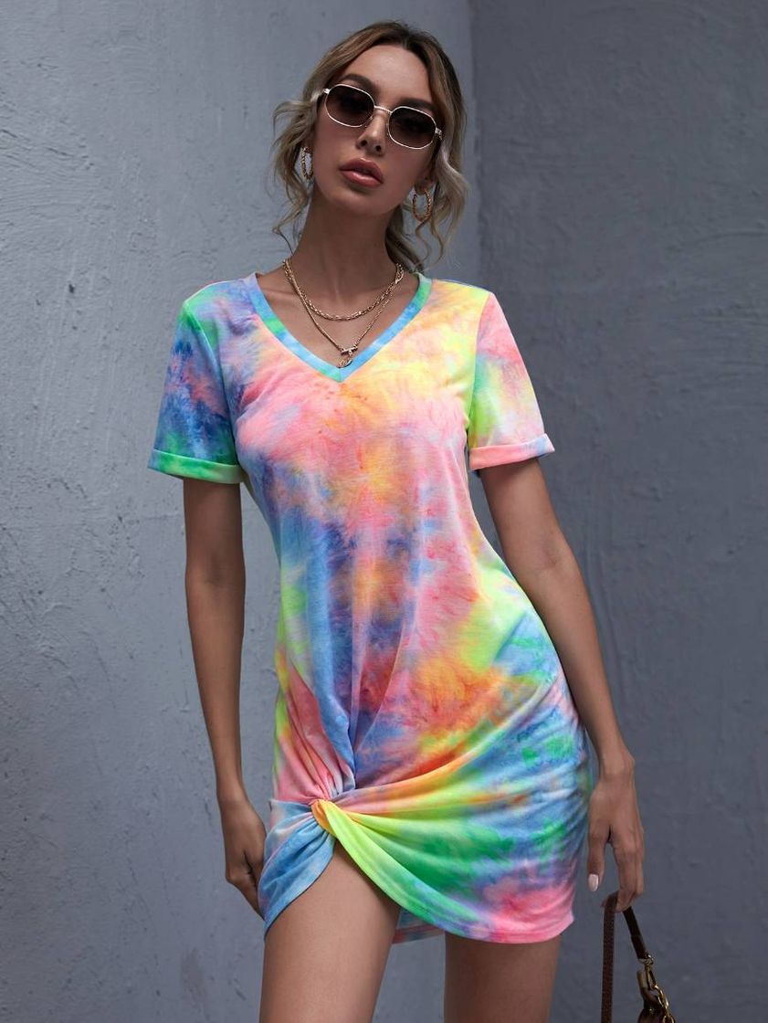 Fashion Tie dye ocasional vestido