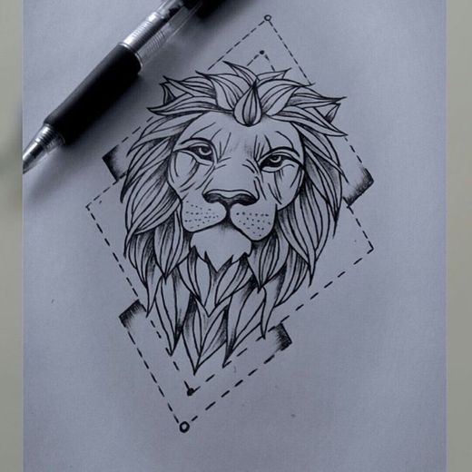Tatuagem leão geométrico