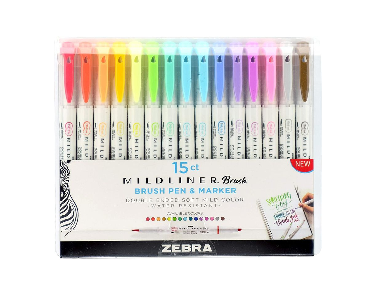 Product Zebra Mildliner Double Ended Brush Pen & Marker 15