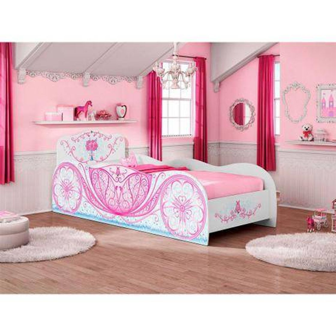 Moda Cama Solteiro Infantil Carruagem 188x88cm Móveis Estrela

