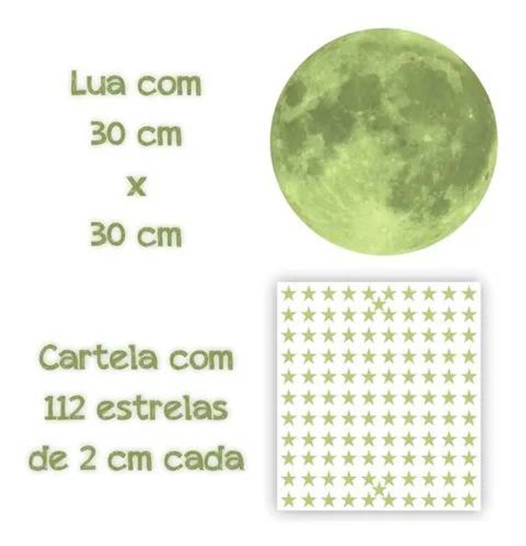 Fashion Adesivo Decorativo Brilha No Escuro Lua E Estrelas Decoração