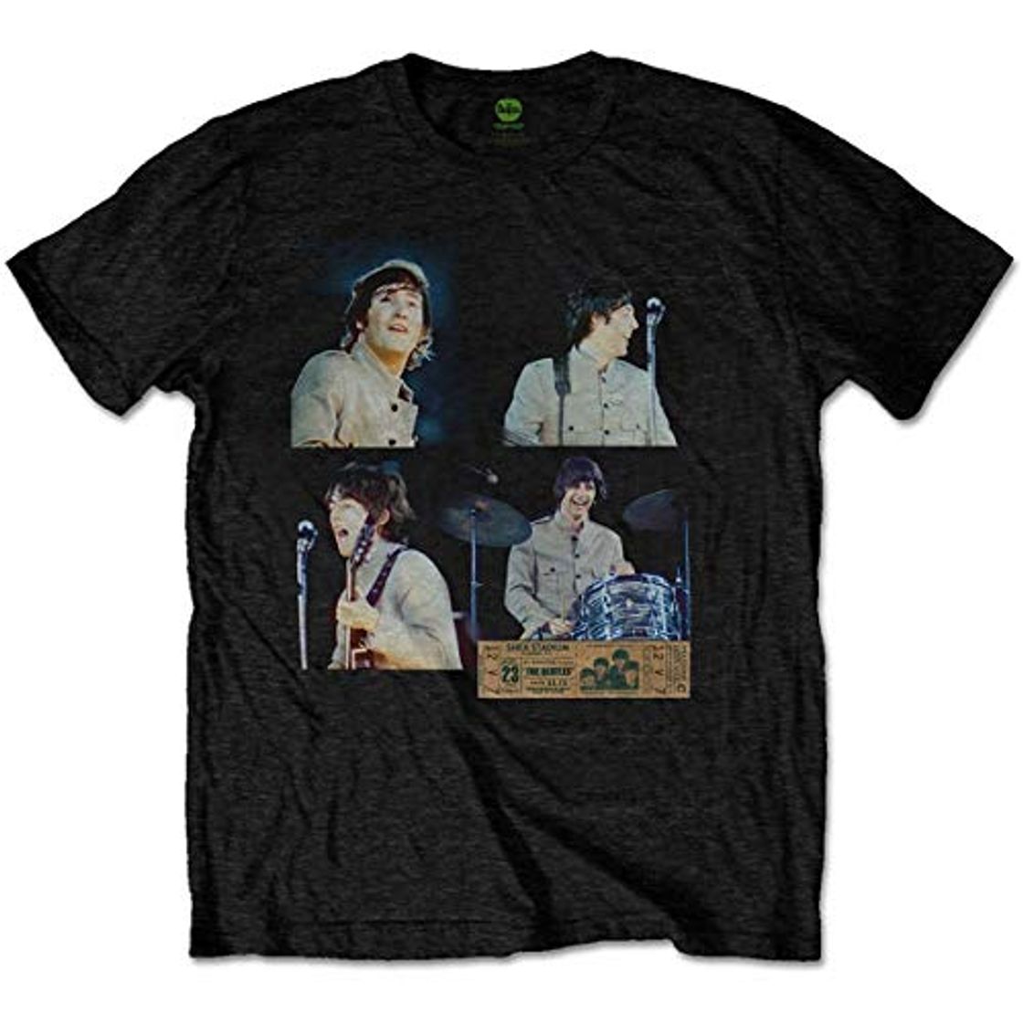 Fashion The Beatles Shea Stadium Shots Camiseta, Negro