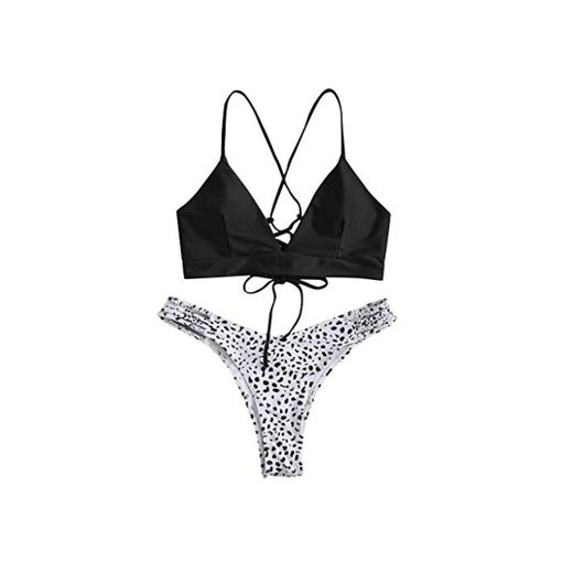 Sylar Bikinis Mujer 2020 Push Up Conjunto de Bikini con Estampado de Leopardo Brasileños Push Up Traje de Bañode Dos Piezas con Encaje Trenzado Biquinis