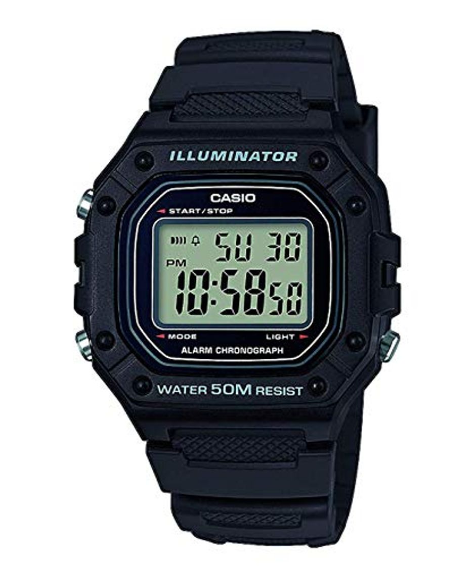 Fashion Casio Reloj Digital para Hombre de Cuarzo con Correa en Resina W-218H-1AVEF