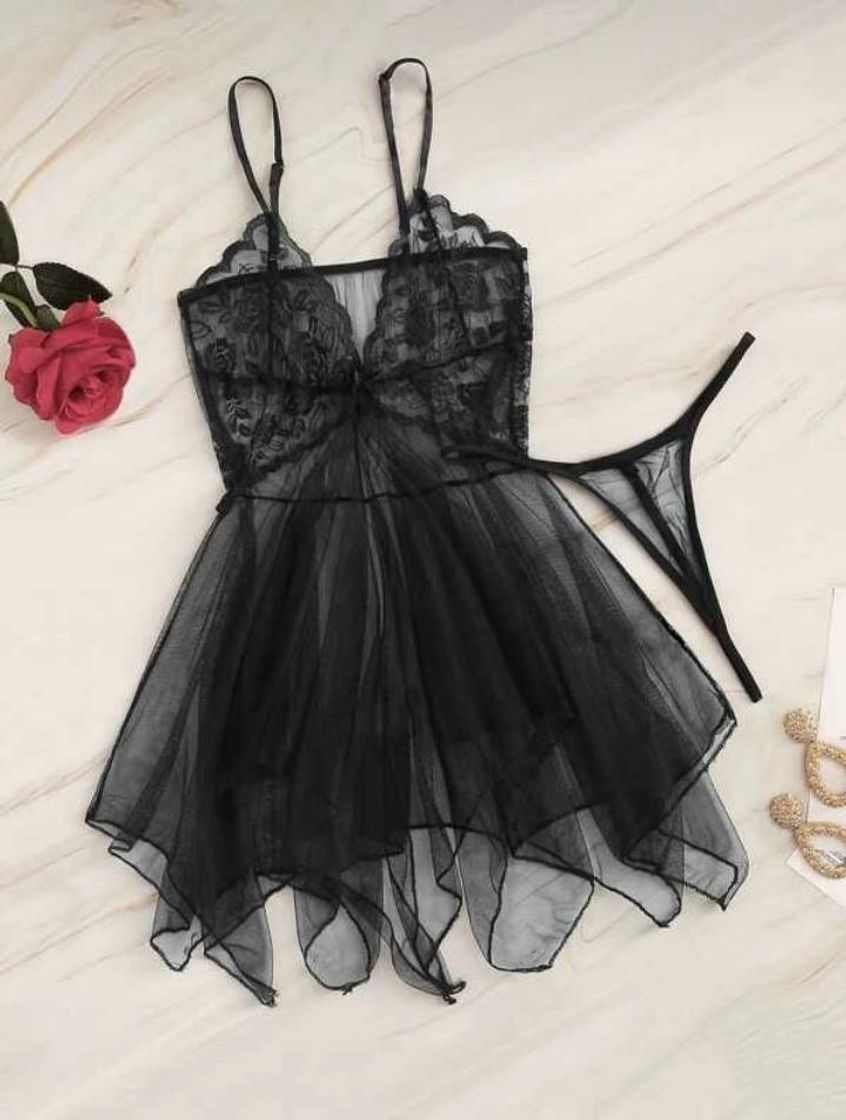 Moda Sheer simples preto