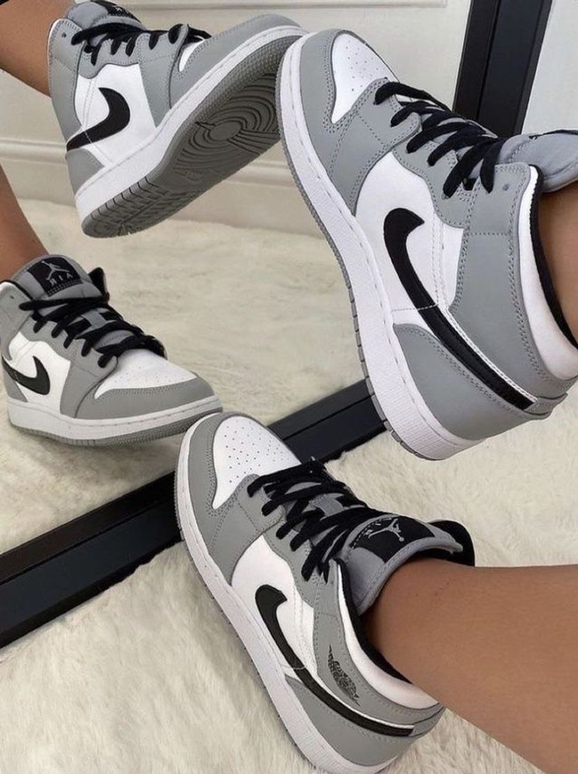 Fashion Air Jordan 1 Grey and Black 