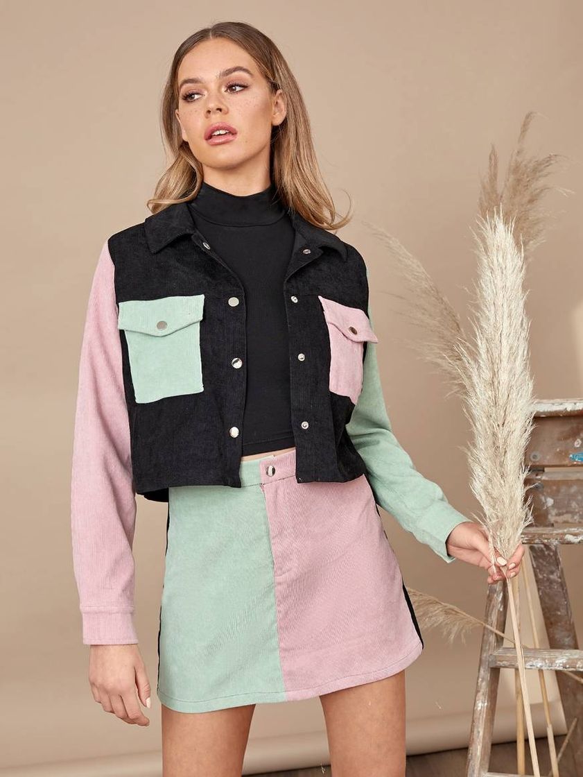 Social Conjunto SHEIN verde e rosa