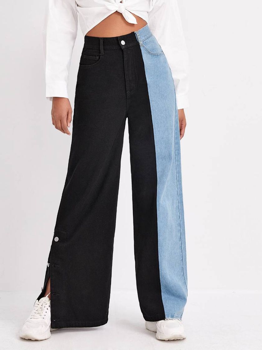 Social Calça jeans meio a meio 