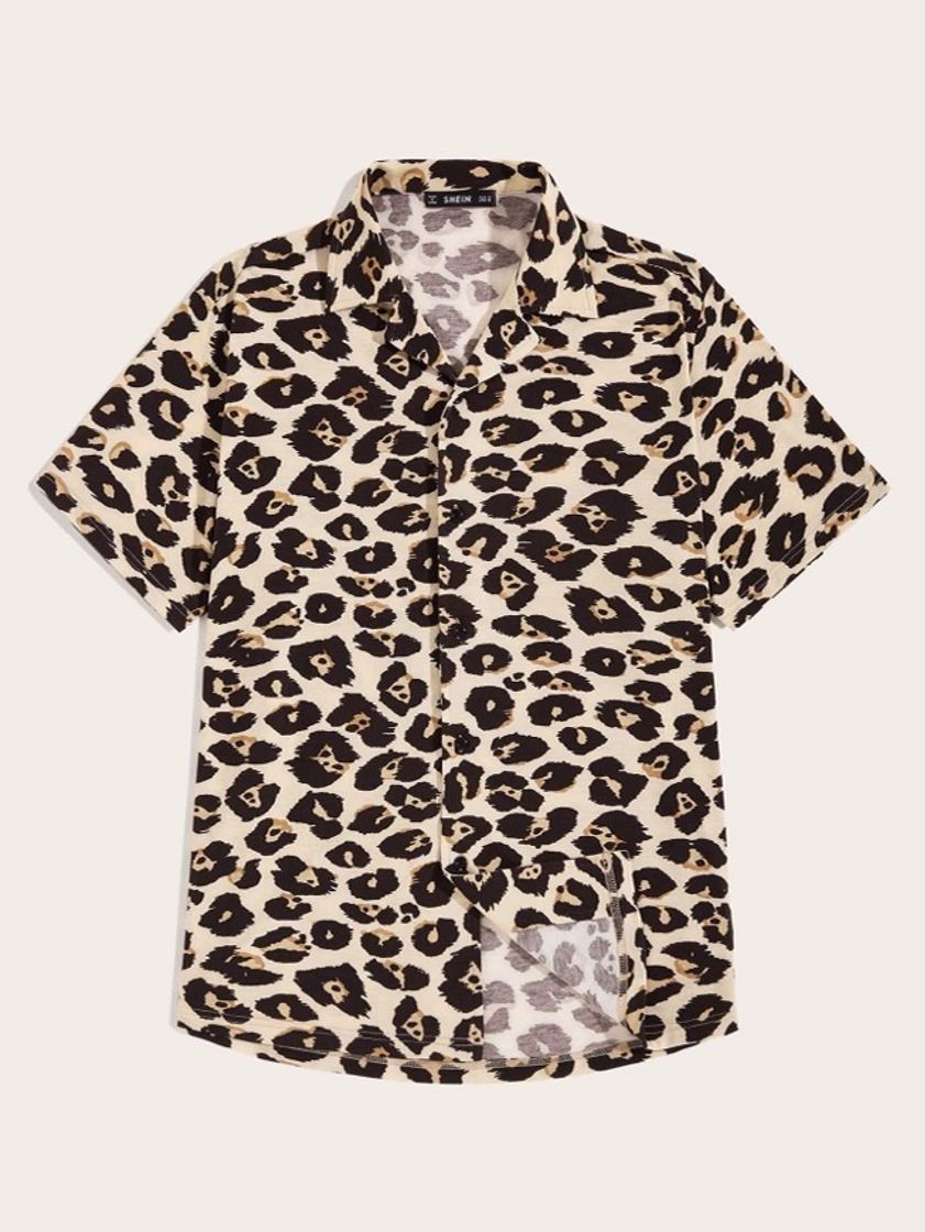 Fashion camisa masculina leopardo 