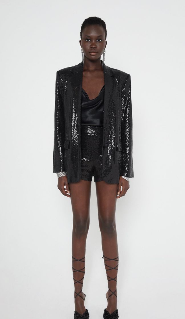 Moda FLUID SEQUIN BLAZER - Black