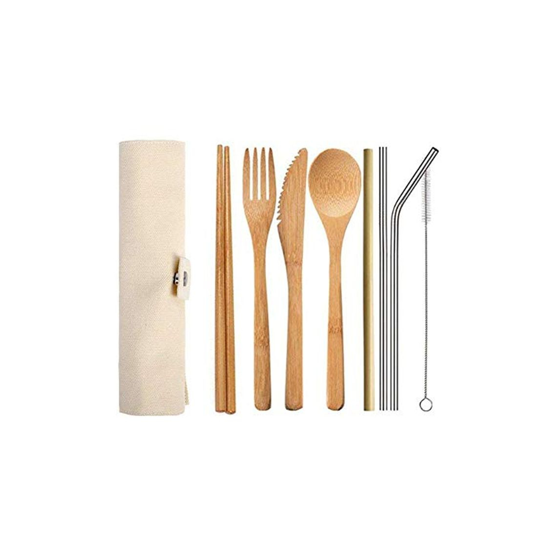 Social Minimew Bamboo Cutlery Set Reusable Portable Bamboo Cutlery Travel Eco-Friendly Fork Spoon