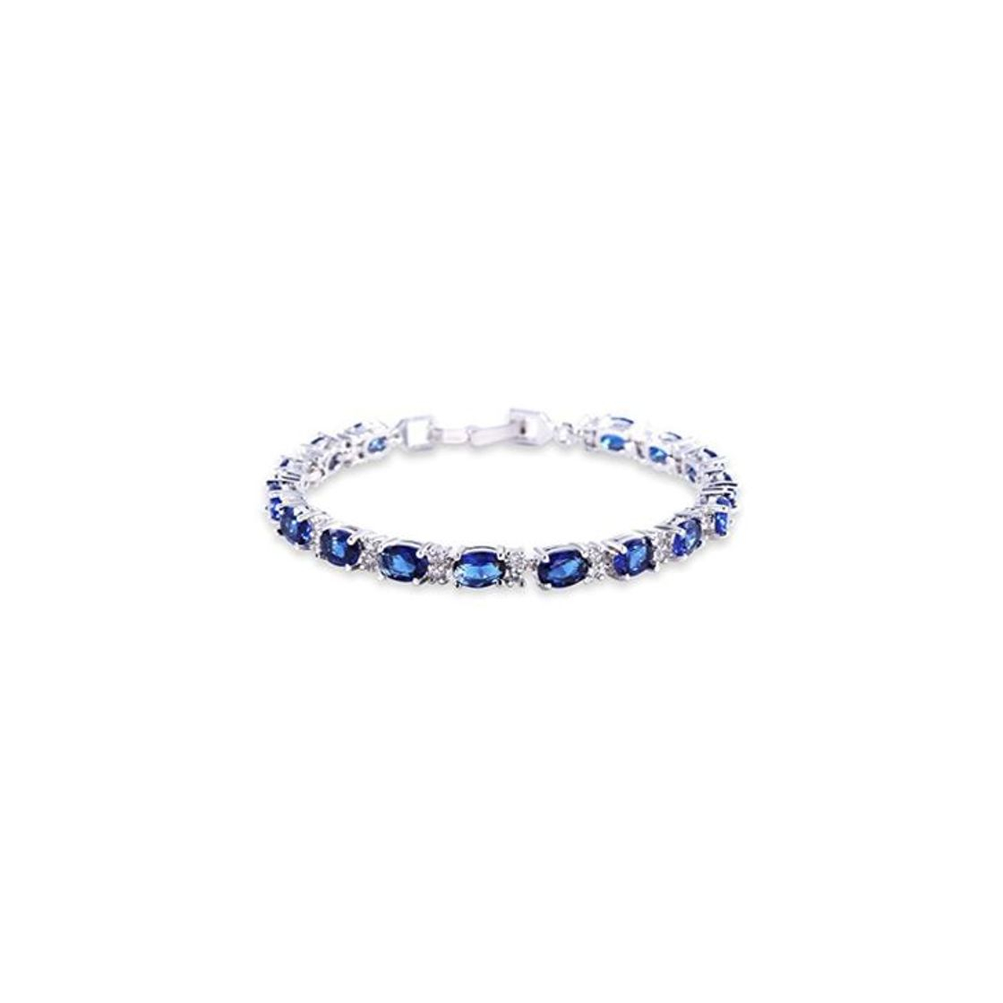 Moda GULICX Oro Blanco galvanizado circonita Azul Cristal Pulsera Romana Tenis Pulsera Enlace