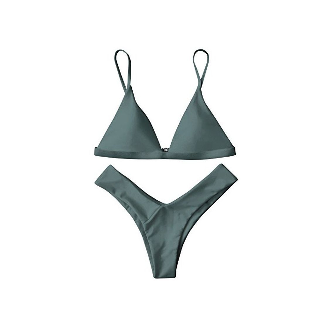 Producto ZAFUL Mujer Sólido Tanga Corte Alto Bikini Conjuntos