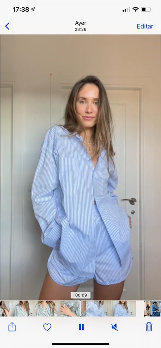 Fashion Camisa pijamera azul