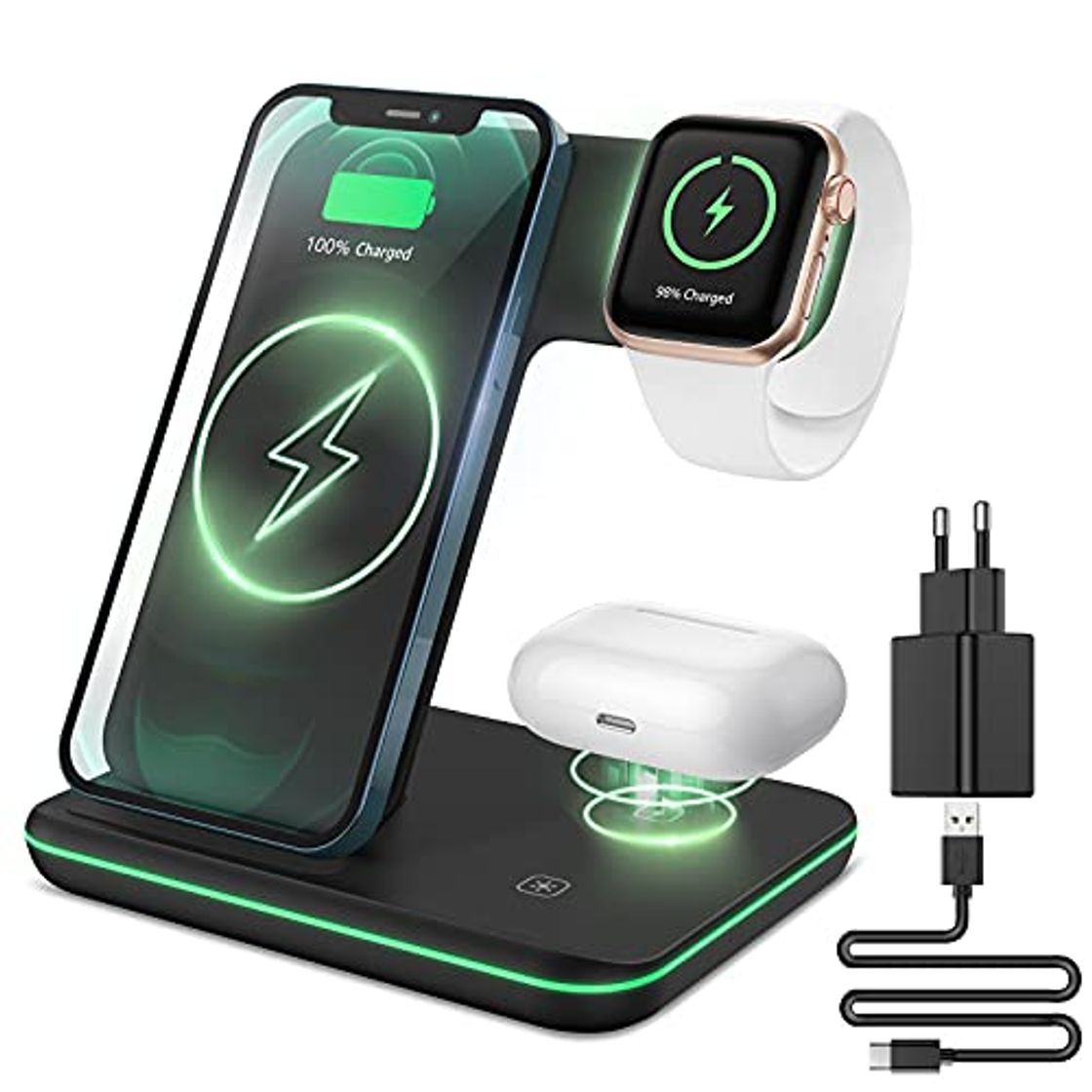 Electronic CAVN 3 en 1 Cargador Compatible con Apple Watch & AirPods, Cargador