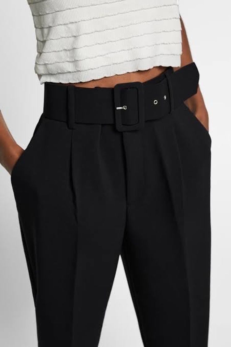 Fashion Calça Zara com cinto de cintura alta