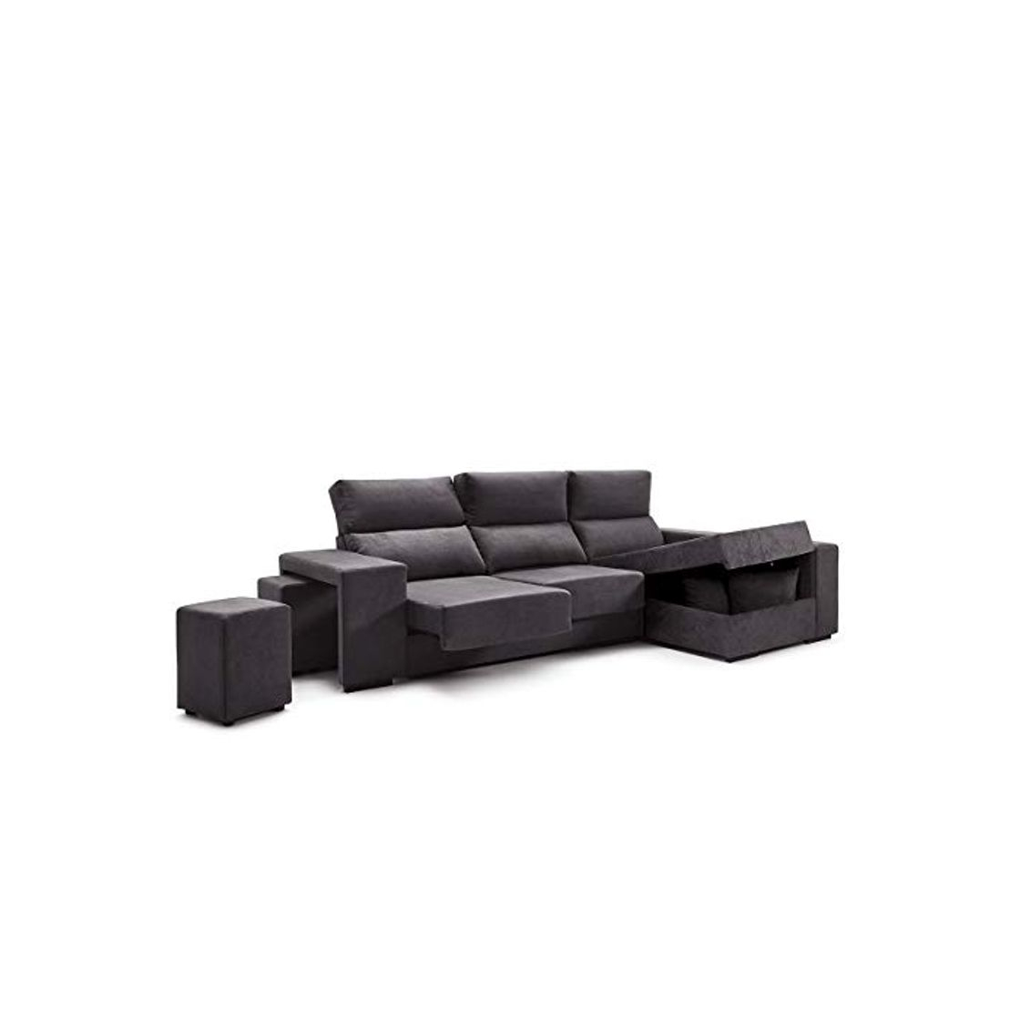 Producto Home Heavenly®- Sofá ChaiseLongue, Marte, 3 plazas con arcón, tapizado Color Gris,